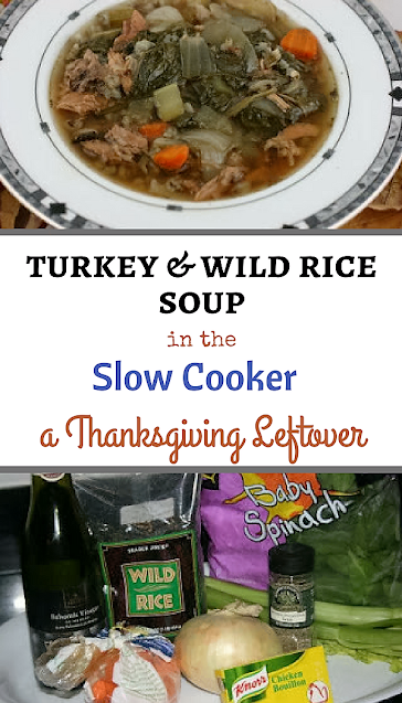 Turkey and wild rice soup made from leftover turkey. This is a crockpot slow cooker recipe.