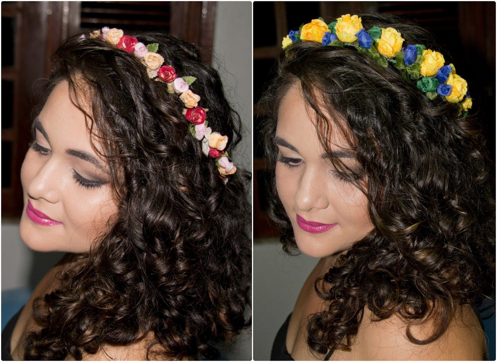 Pra Inspirar Tiara de flores em cabelos cacheados