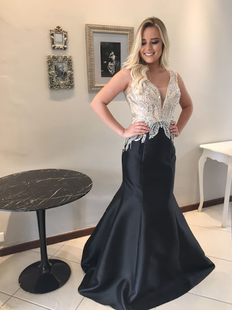 vestido de festa preto longo