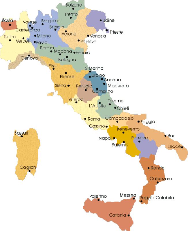 Karta över Italien Politiska Regionen | Karta över Sverige, Geografisk