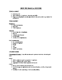 What information is needed in a resume
