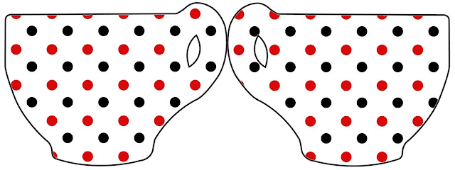Tarjeta con forma de taza de Lunares Rojos y Negros.