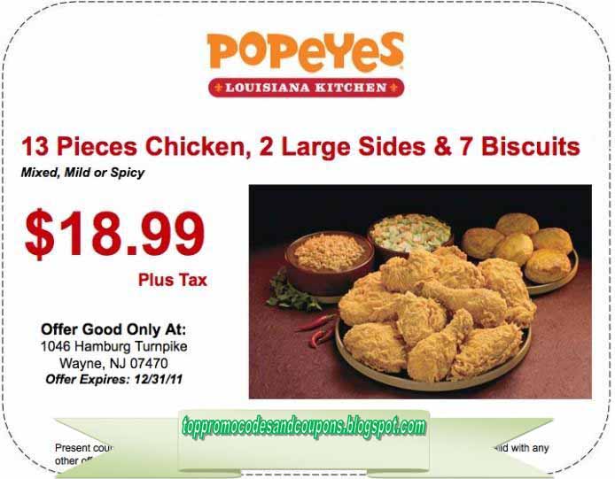 Free Promo Codes and Coupons 2023 Popeyes Chicken Coupons