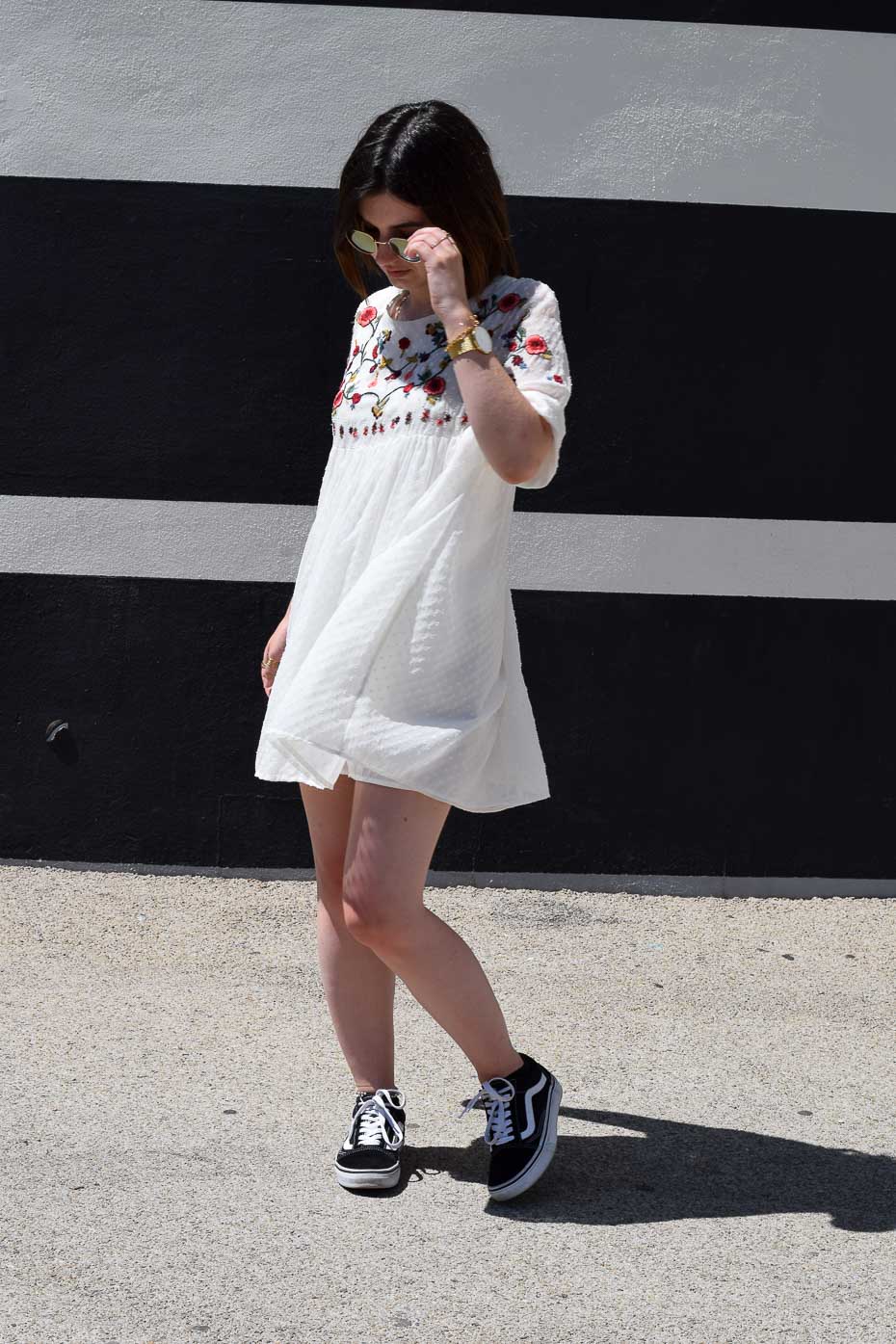 embroidered dress jumpsuit zara brodée combinaison robe vans old skool blog mode lyon sucrière confluence outfit look