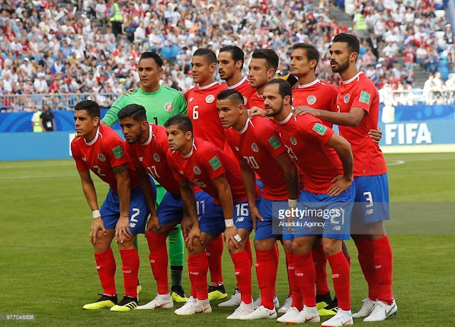 SELECCIÓN DE COSTA RICA - Temporada 2017-18 - Keylor Navas, Óscar Duarte, Bryan Ruiz, Francisco Calvo, Celso Borges y Giancarlo Gonzalez; Johnny Acosta, Johan Venegas, Cristian Gamboa, David Guzmán y Marco Ureña. SELECCIÓN DE COSTA RICA 0 SELECCIÓN DE SERBIA 1 (Kolarov). 17/06/2018. Copa Mundial de la FIFA Rusia 2018, fase de grupos, Grupo E, 1ª jornada. Samara, Rusia, Samara Arena.