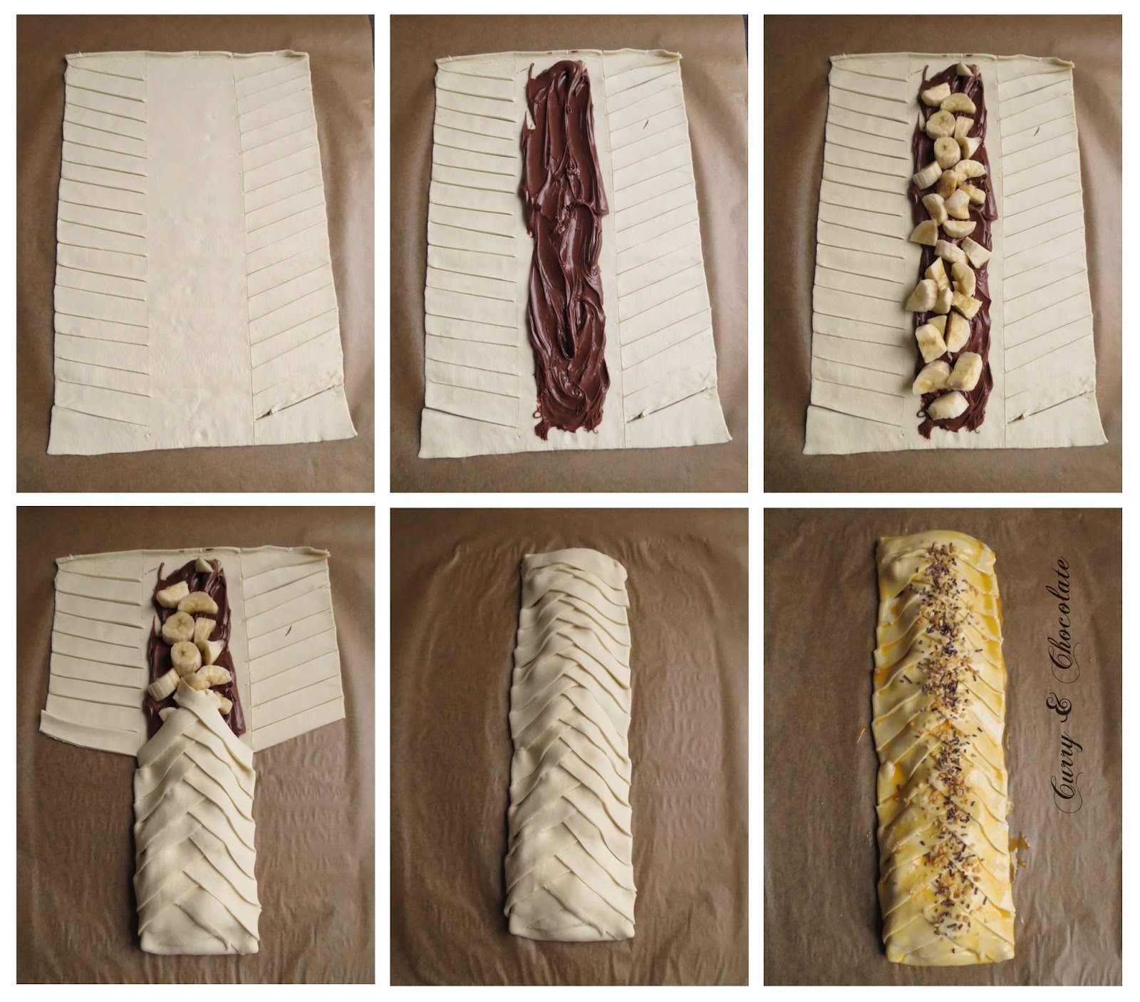 Trenza de Nutella y plátano – Nutella banana puff pastry braid