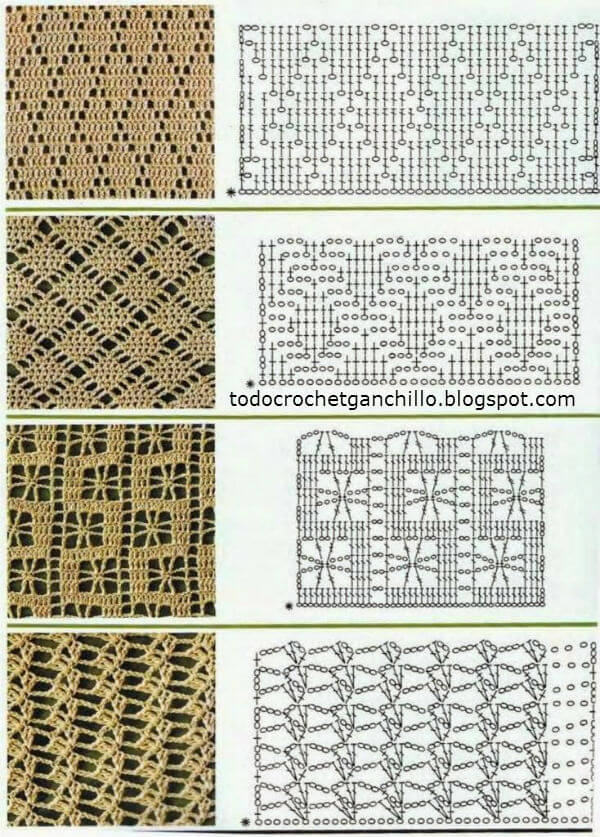 25 Puntos calados para tejer al crochet - patrones gratis
