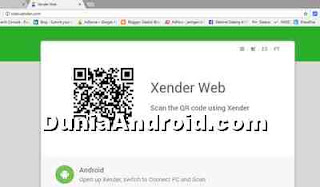 cara scan kode QR Xender