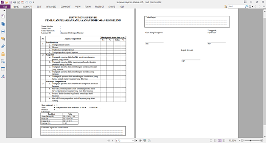Instrumen Supervisi Layanan Bimbingan Klasikal (BK)