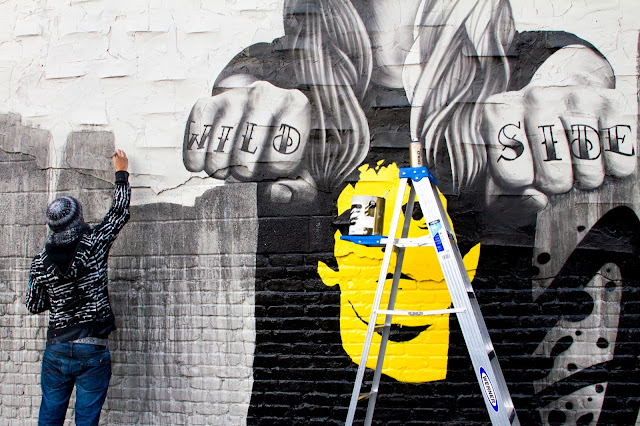 "The Velveteens" New Street Art dedicated to the memory of Lou Reed - Piece Painted By Fin DAC and Angelina Christina. 3