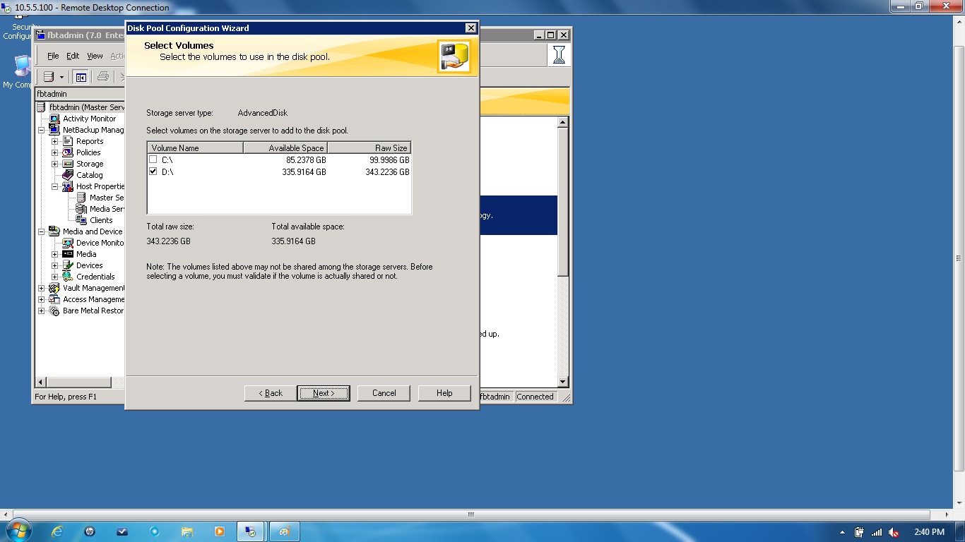 Remote Infrastructure Management Advance Disk Configuration in Netbackup