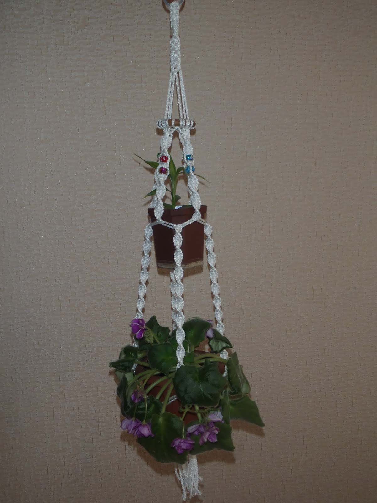 кашпо макраме в интерьере