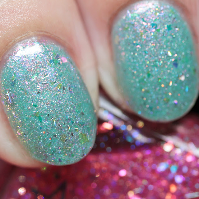 Starlight Polish Truly Outrageous! over Lollipop Posse Lacquer A Person of Substance
