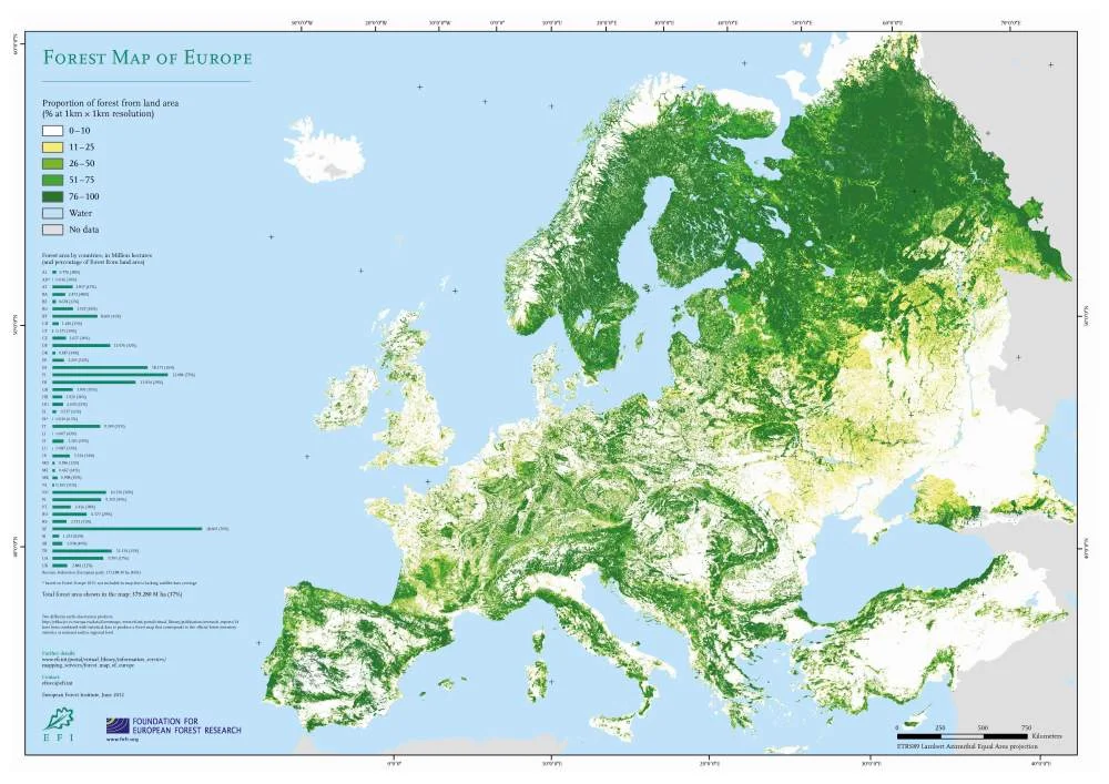 Forest map of Europe
