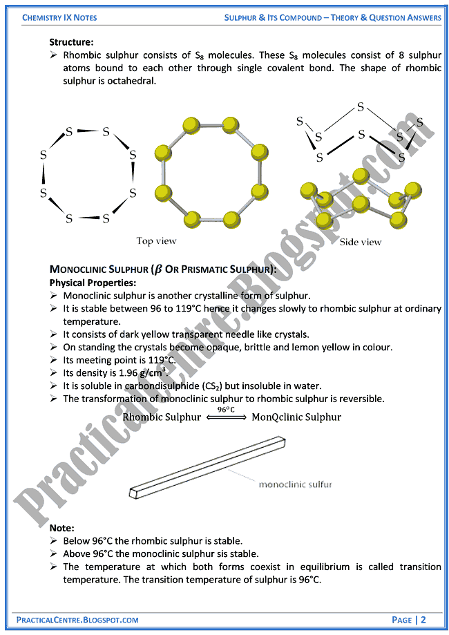 sulphur-and-its-compound-theory-and-question-answers-chemistry-ix
