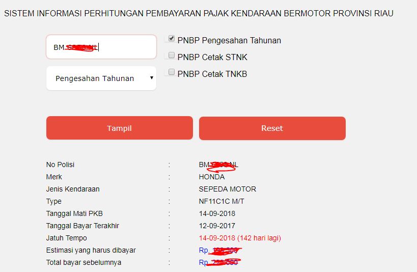 Cara mengecek pajak kendaraan riau