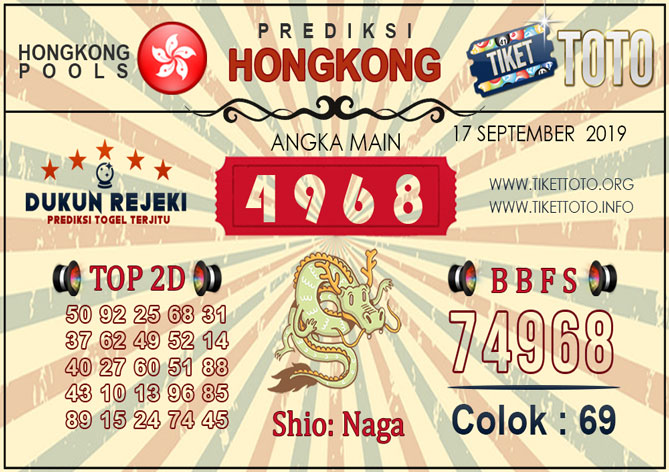 Prediksi Togel HONGKONG TIKETTOTO 17 SEPTEMBER 2019