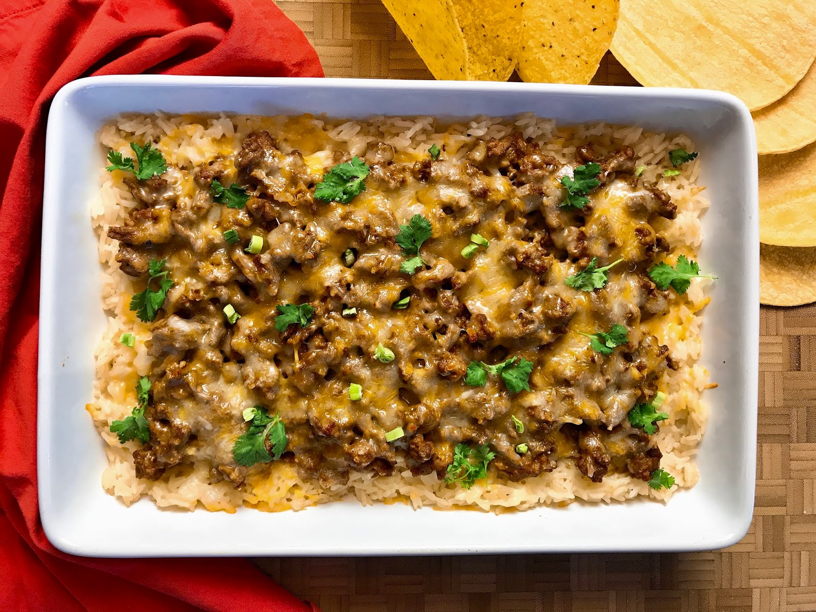 Cheesy Beef and Rice Taco Bake