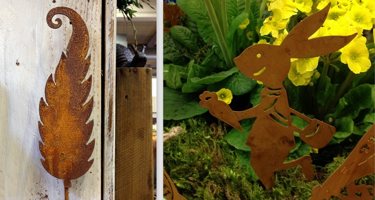 Rostige Gartenstecker - Neue Ideen aus Dortmund Creativa-Neuheiten - kleine Roststecker