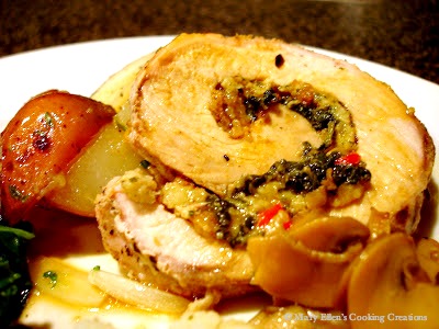 Stuffed Pork Loin with a mushroom wine gravy. Great recipe for Christmas or Easter or entertaining. Celebrating 10 years of our best recipes. 
