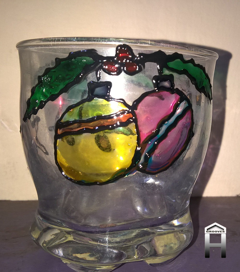 Bells and Balls Christmas Glass Painting
