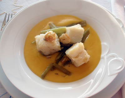 bacalao con borrajas y crema de calabaza