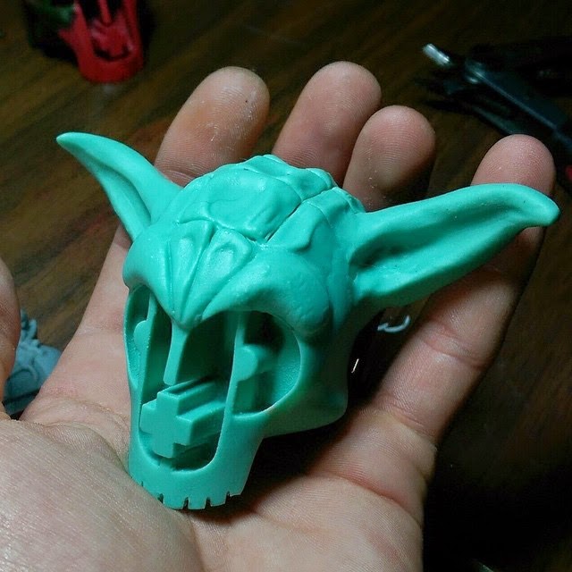 “May the 4th” Green Edition Paper + Plastick Yoda Resin Skulls by DuBose Art