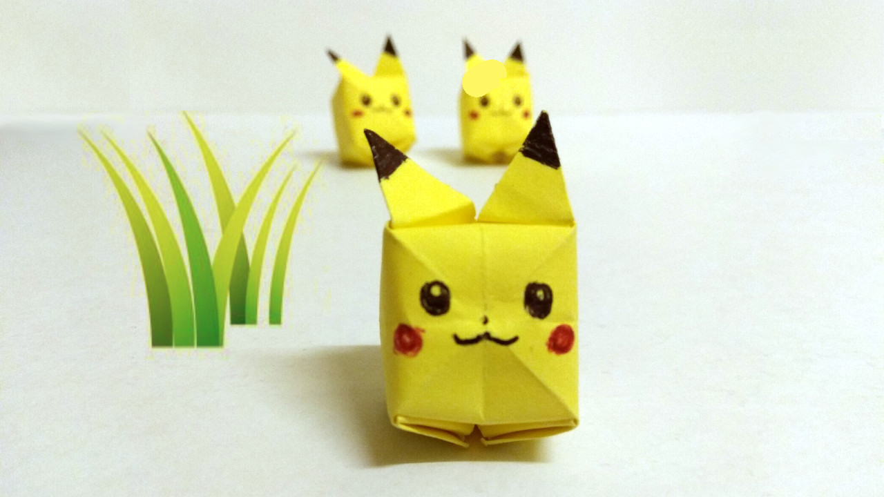 Yoshiny's Design Cute Pikachu Origami from Sticky Notes.
