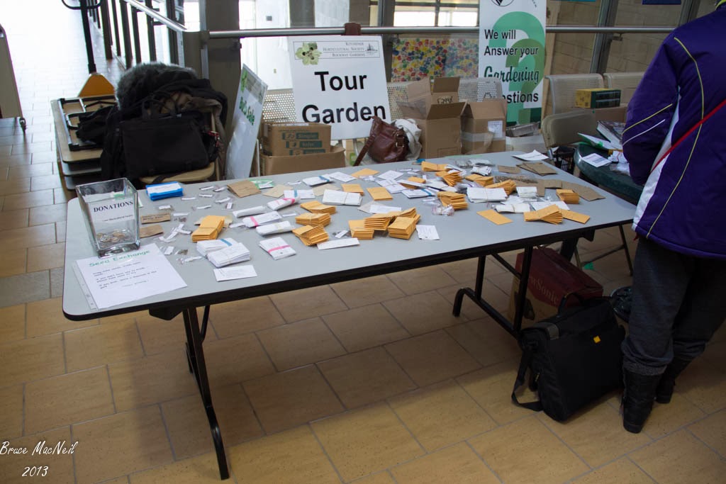 Seed Exchange table at Seedy Saturday, Kitchener, Ontario 2014