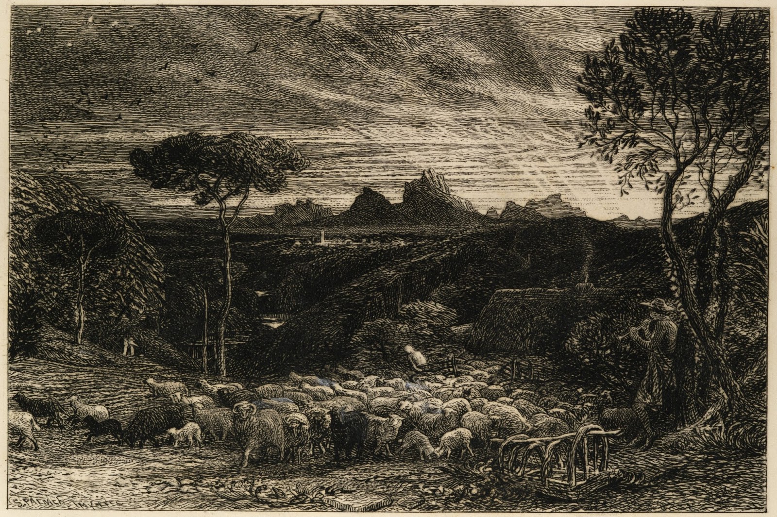 Spencer Alley: Landscapes by Samuel Palmer, 19th century