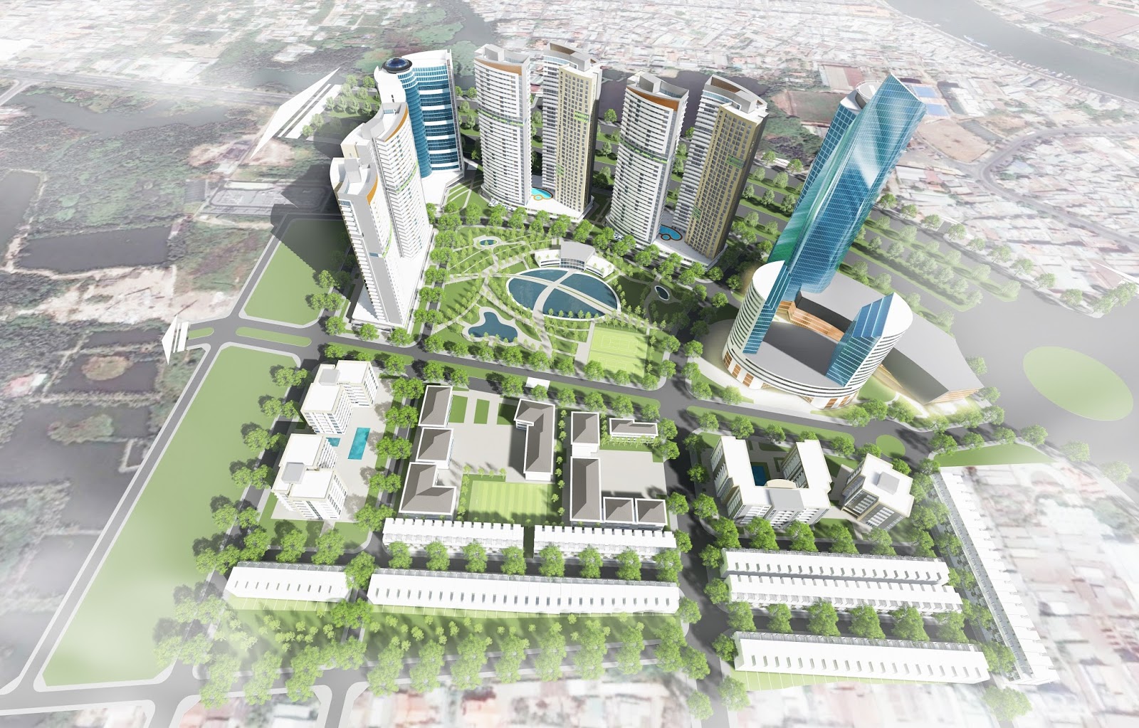 Phối cảnh tổng thể khu phức hợp cao cấp Diamond City cao cấp Diamond City