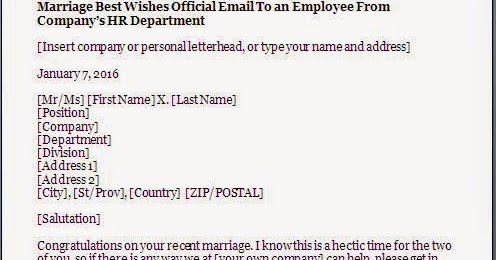 Wedding Congratulations Letter Sample