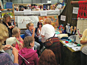 Thread of Life crochet stand at Woolfest demonstrating Tunisian Crochet
