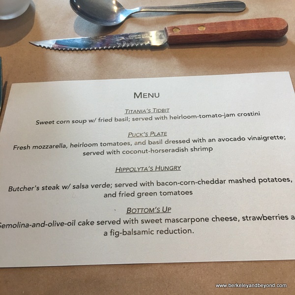 menu for monthly dinner at Homemade Cafe in Berkeley, California menu for monthly dinner at Homemade Cafe in Berkeley, California