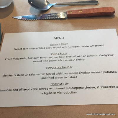 menu for monthly dinner at Homemade Cafe in Berkeley, California