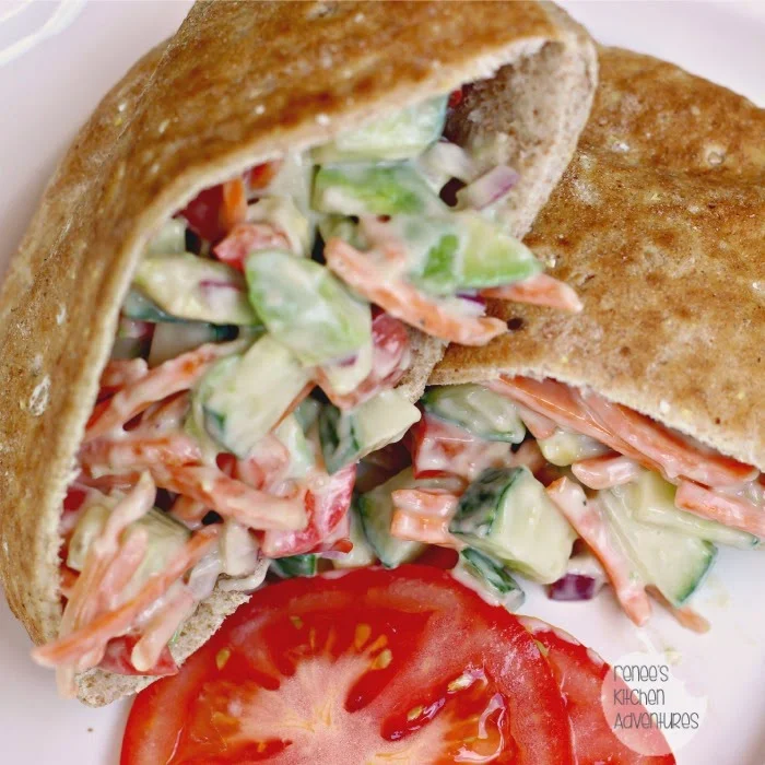 Stuffed Veggie Pitas #vegetables #sandwiches #meatless