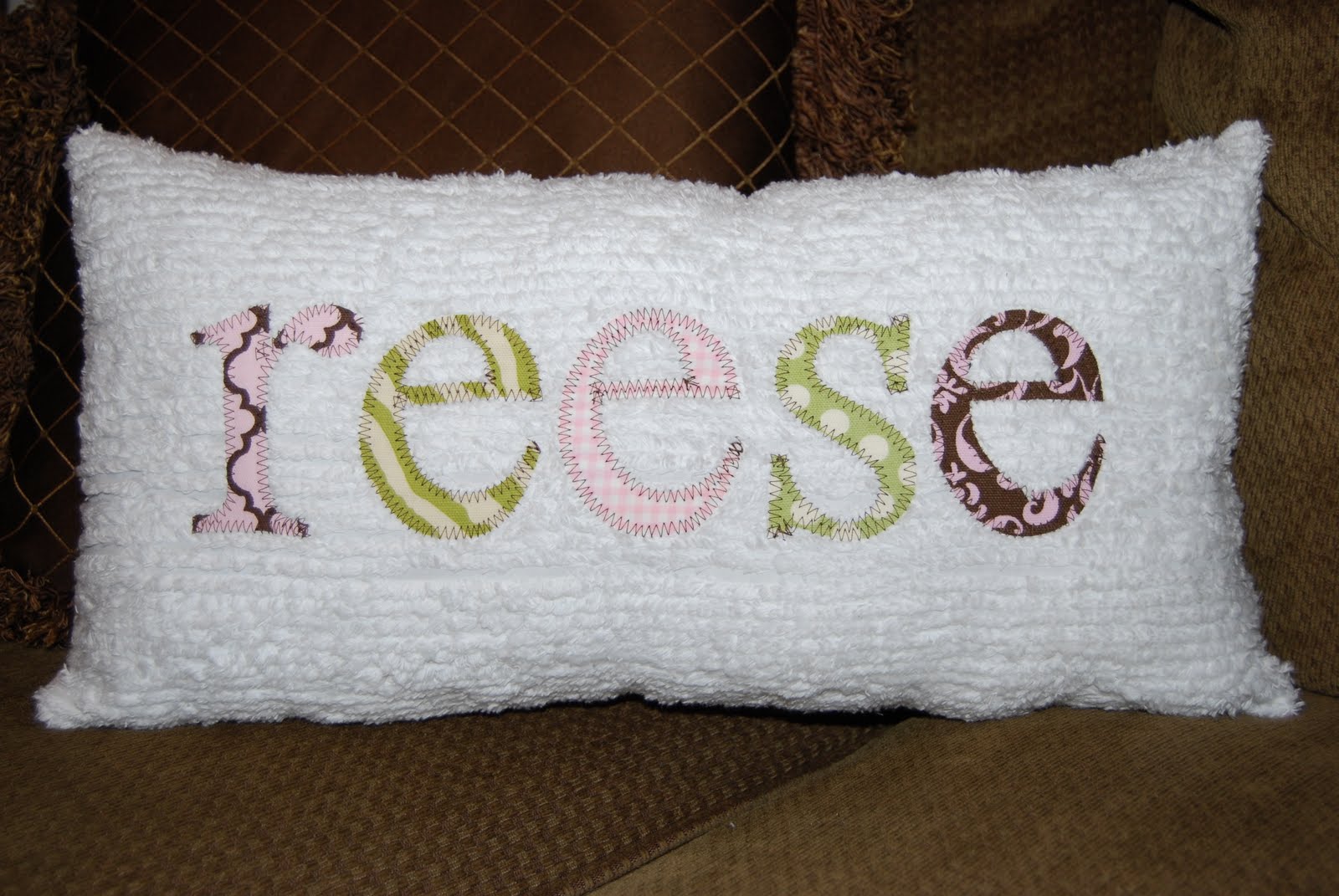 The Chocolate Zebra Boutique Custom Name Pillows