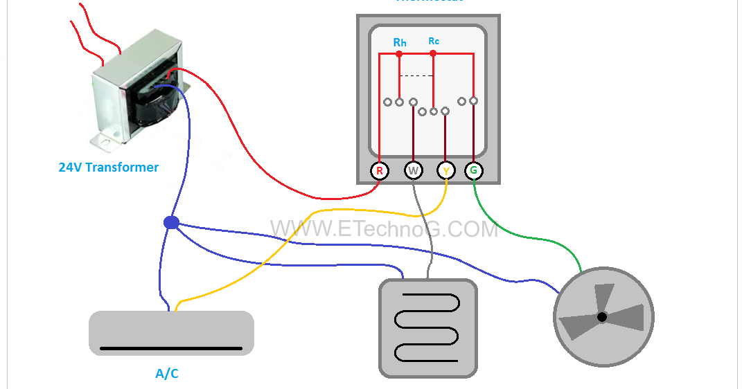 Thermostat Wiring Diagram With Air, Heater Thermostat Wiring Color Code