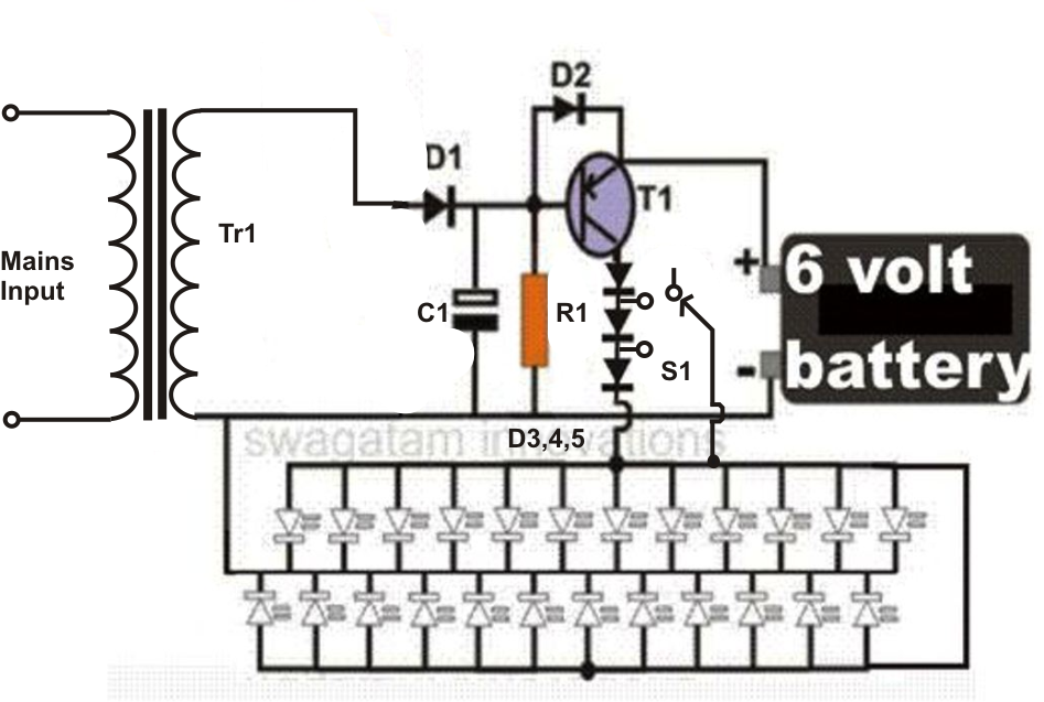 Simple LED Emergency Light Circuit