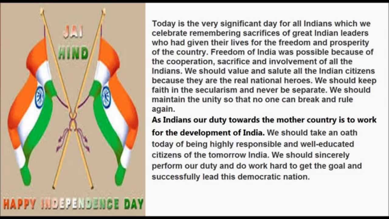 Indian Independence Day Speech Pdf