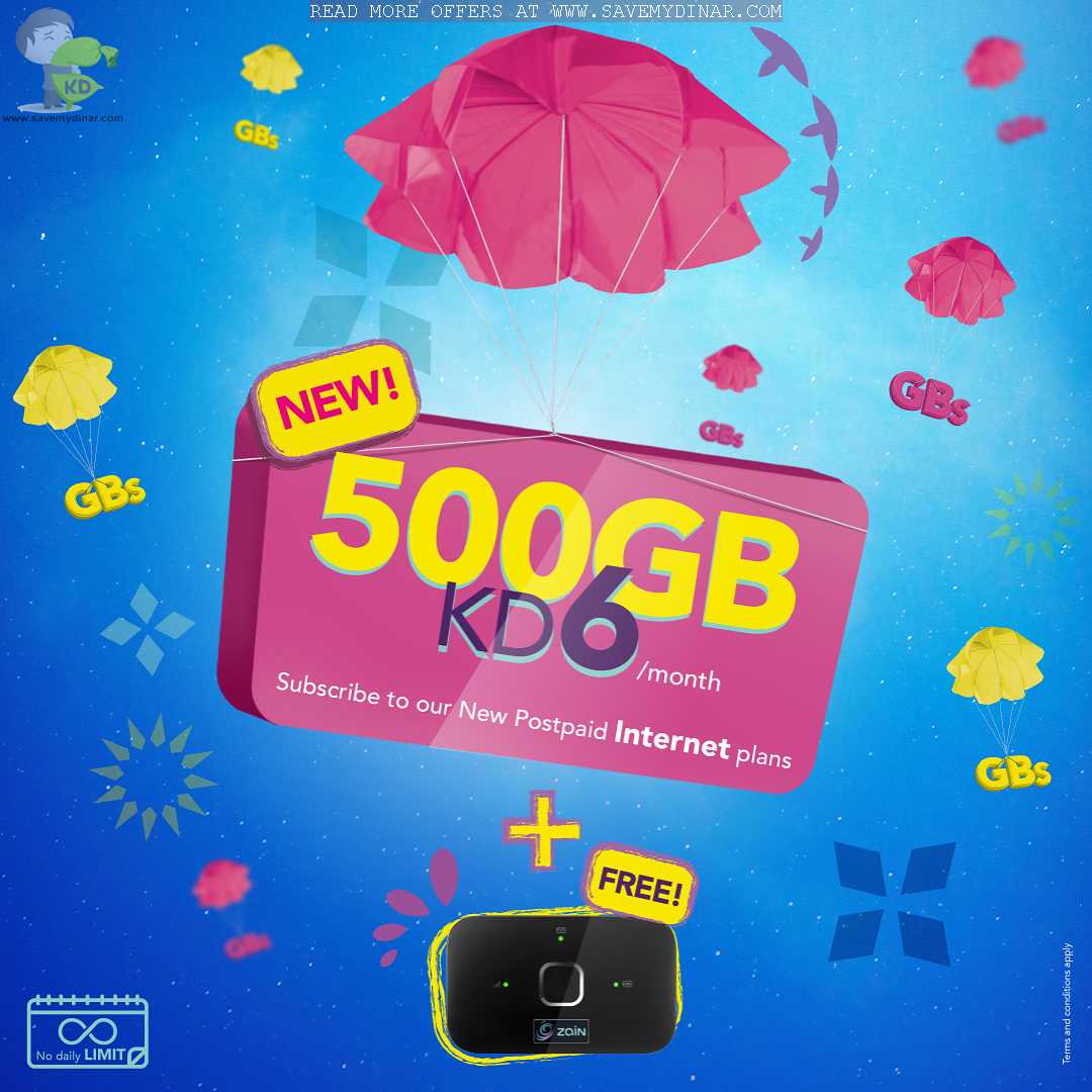 Zain Kuwait 500 GB for 6 KD Per Month
