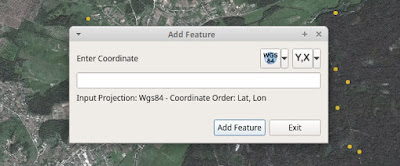 QGIS Lat Lon Tools Add Features window