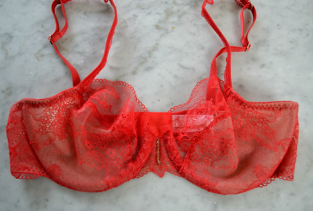 Red French Lace women's underwear By Silent Assembly. Selfridges. Curvessence 3D technology 