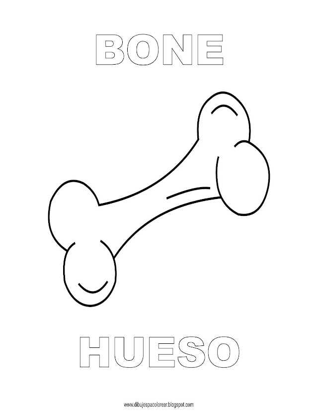 Dibujos Inglés - Español con H: Hueso - Bone