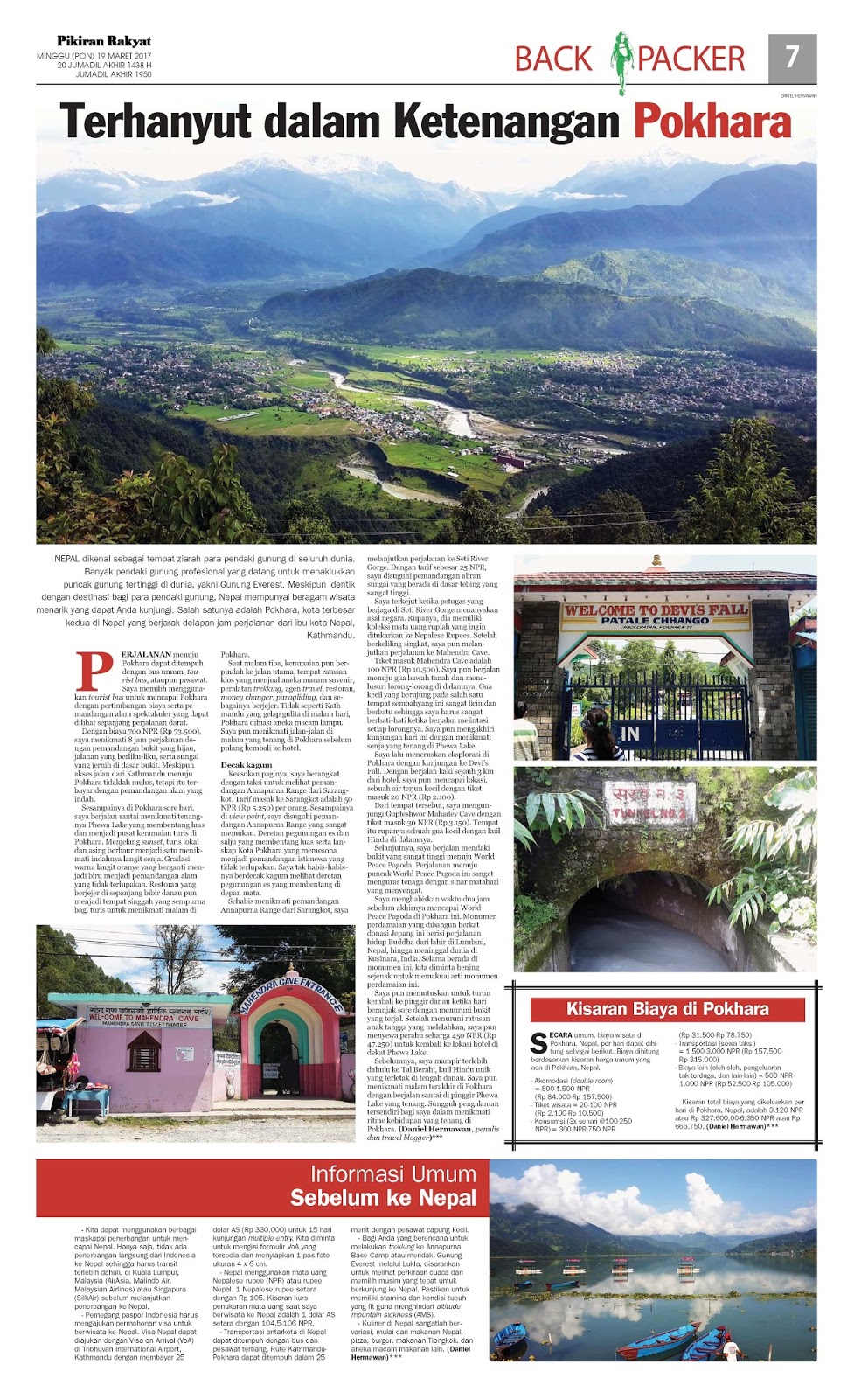 Dreamland Traveller Dreamland's Pokhara Adventure in Pikiran Rakyat!