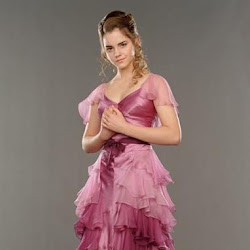 hermione potter harry yule granger pink dresses ball prom goblet fire costume gown ginny cho parvati chang patil weasley earrings