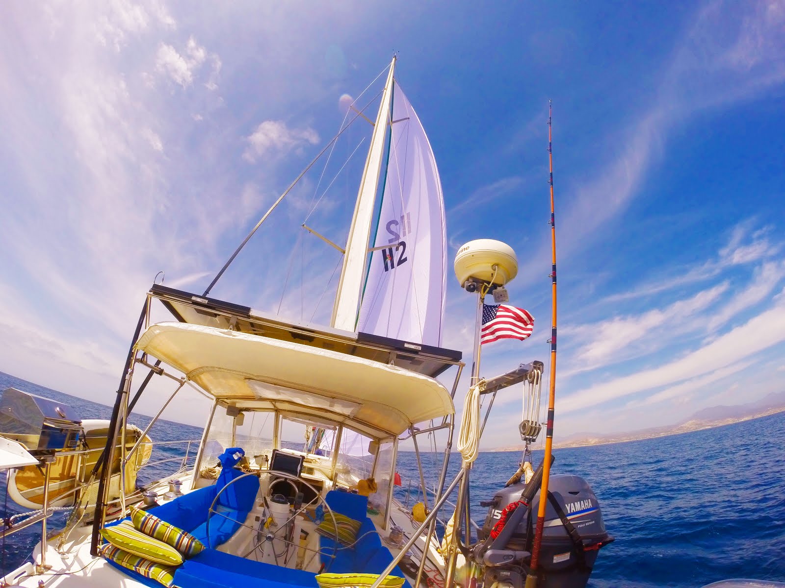 SV Liahona under sail near Cabo