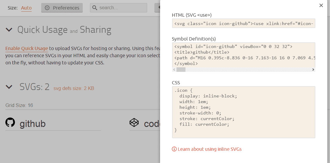Menggunakan SVG dari icomoon.io Menggunakan SVG dari icomon.io