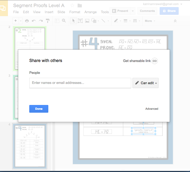 Google/INB Activity for Segment Proofs | Mrs. Newell's Math