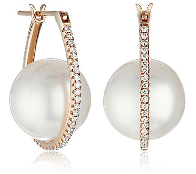 Yellow Gold Pearl Diamond Earrings